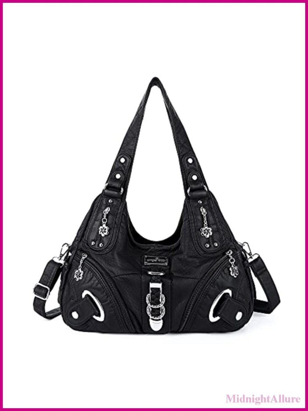 Large Washed PU Leather Hobo Shoulder Bag Convertible Satchel